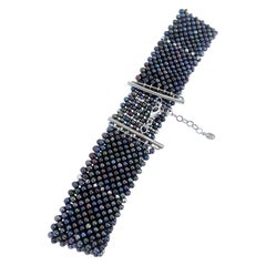 Marina J. Verstellbarer Choker aus schwarzer Perle mit Rhodium-Silber-Fundstücken 