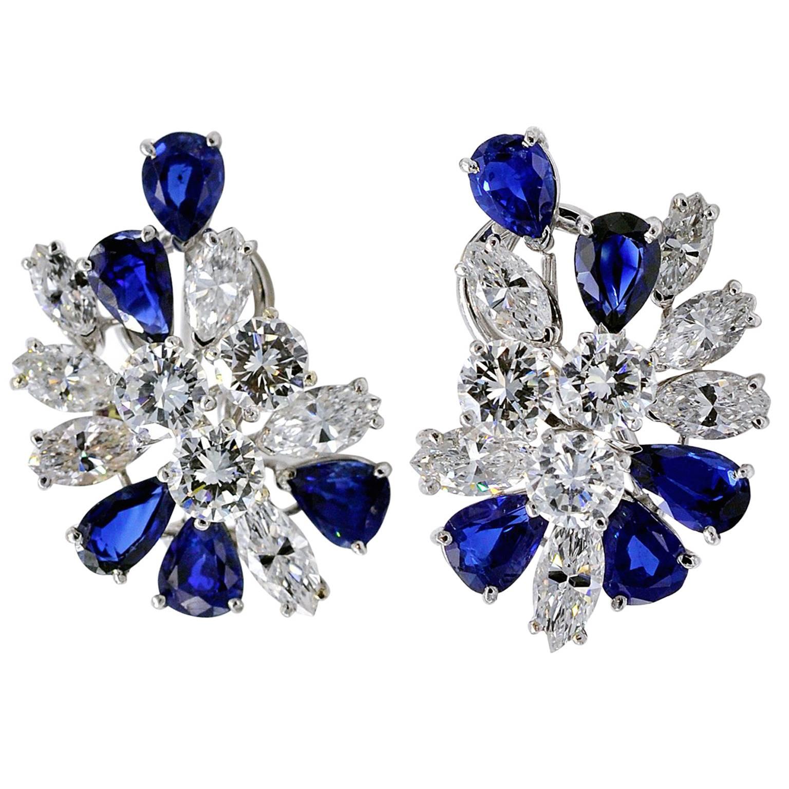 Missiaglia Diamond and Sapphire Clip-On Earrings