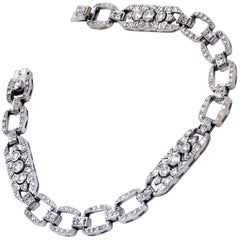 Art Deco Style Diamonds and Gold Link Bracelet