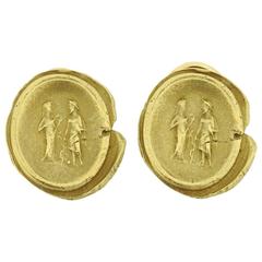 Barry Kieselstein Cord Gold Wax Seal Earrings