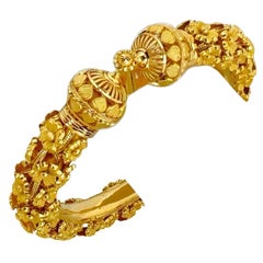 Bracelet jonc fantaisie lourd en or jaune 22 carats pour femmes 