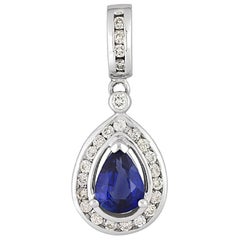 Pear Shape Diamond Sapphire Gold pendant Necklace