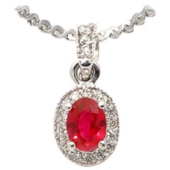 Oval Ruby Diamond gold Pendant Necklace