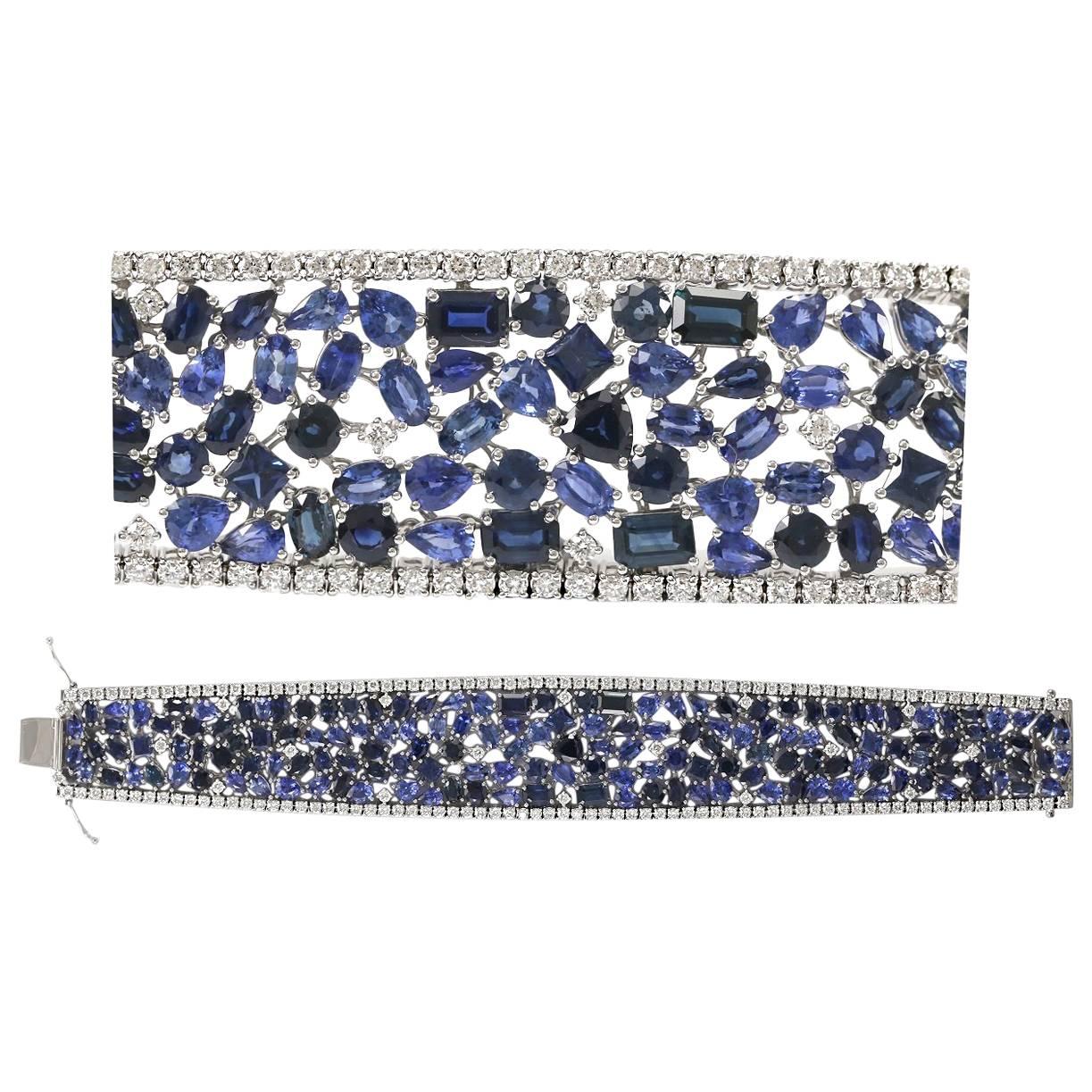Mixed Shaped Sapphire Diamond Bracelet