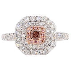 GIA zertifizierter natürlicher brauner strahlender Diamant 0,71 Karat TW Gold Cocktail Ring