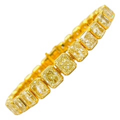 GIA  Radiant Cut Diamond Riviera Bracelet in 18K Yellow Gold