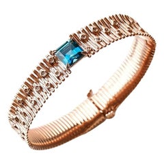 White Diamonds & London bule Topaze Bangles Bracelets S : circumference16.5 cm