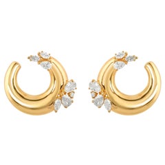 1.4 Carat SI Clarity HI Color Diamond Hoop Earrings 18 Karat Yellow Gold Jewelry