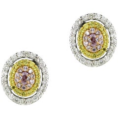 Clous d'oreilles de diamants de couleur fantaisie 0,78 carat