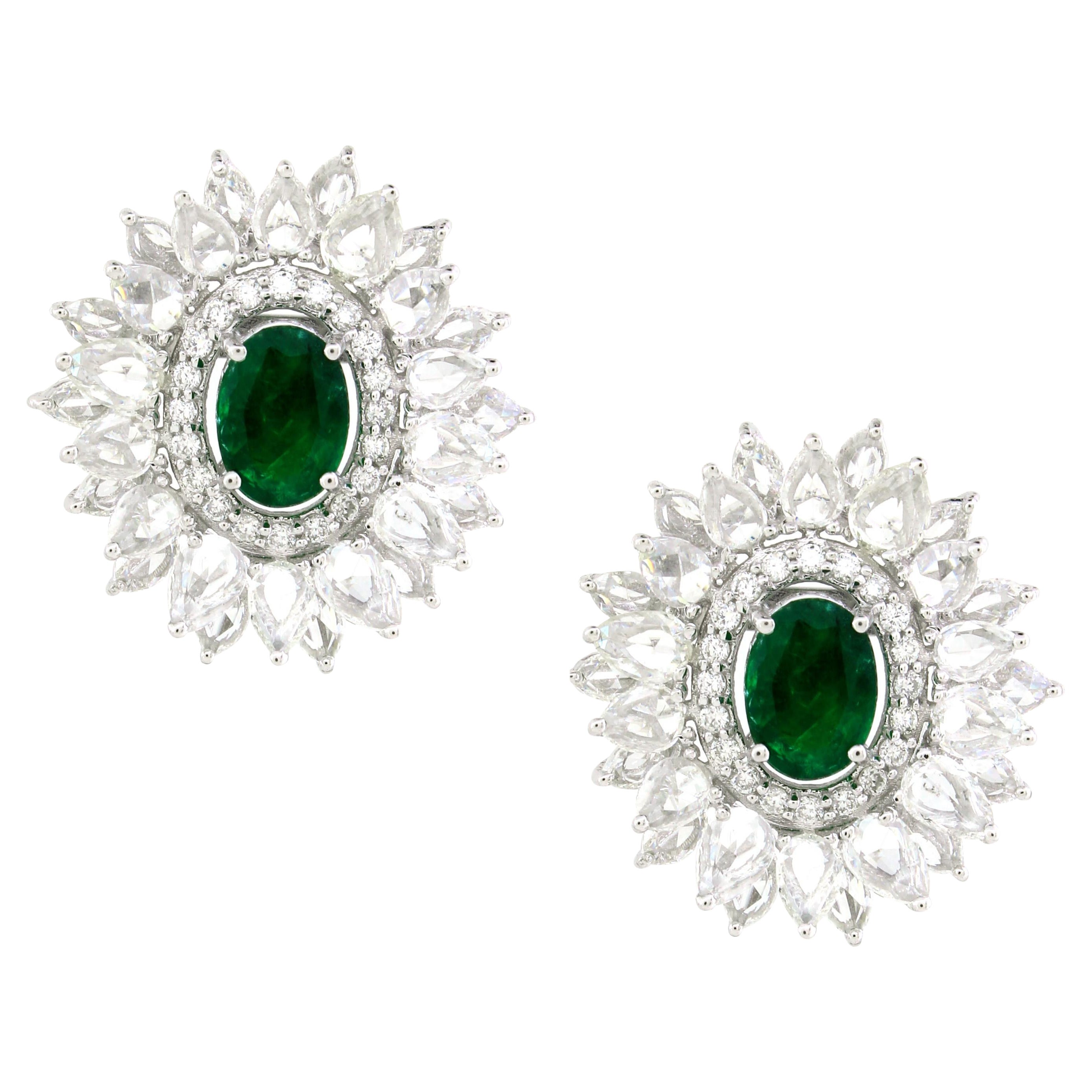1.44 cts of Emerald Oval Stud Earrings
