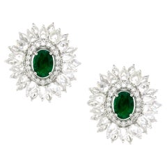 1.44 cts of Emerald Oval Stud Earrings