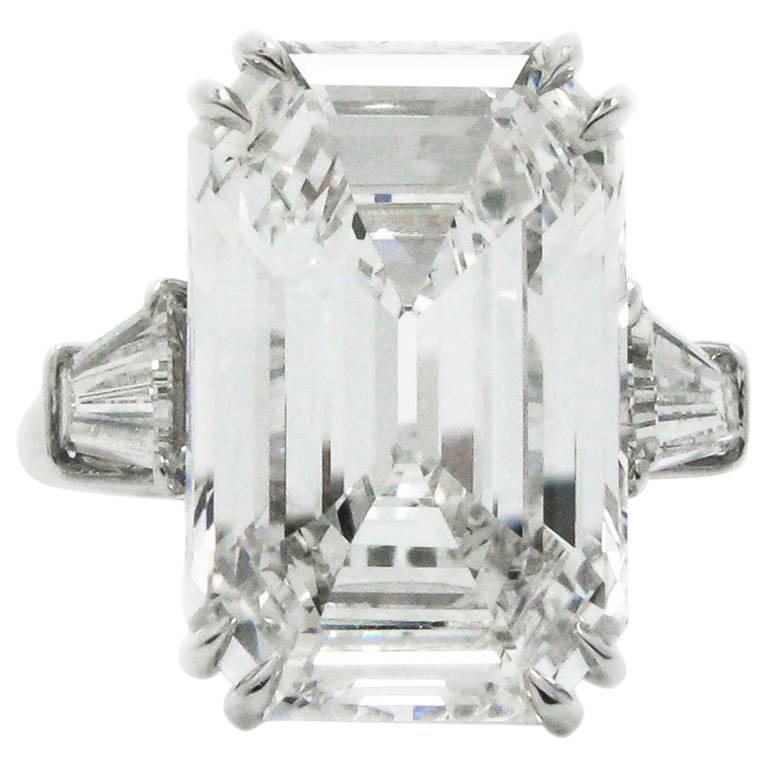 Classic 9.38 Carat GIA F VS2 Emerald Cut Diamond Platinum Ring by J Birnbach