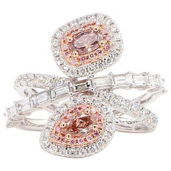 GIA-zertifizierter natürlicher rosa birnenförmiger Diamant 1.71 Karat TW Gold Cocktail-Ring