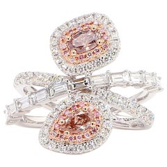 Anello da cocktail in oro con diamante rosa perlato naturale certificato GIA da 1.71 carati TW
