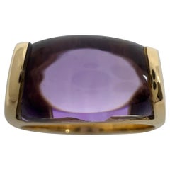 Rare Bvlgari Bulgari Tronchetto 18k Yellow Gold Purple Amethyst Ring with Box
