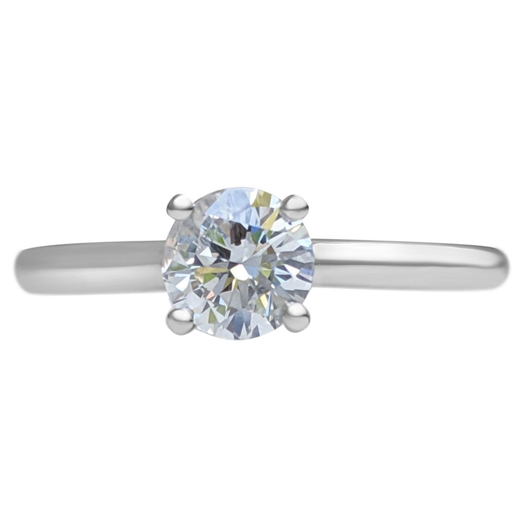 $1 NO RESERVE!  0.50 Carat Diamond - 14K White Gold - Ring