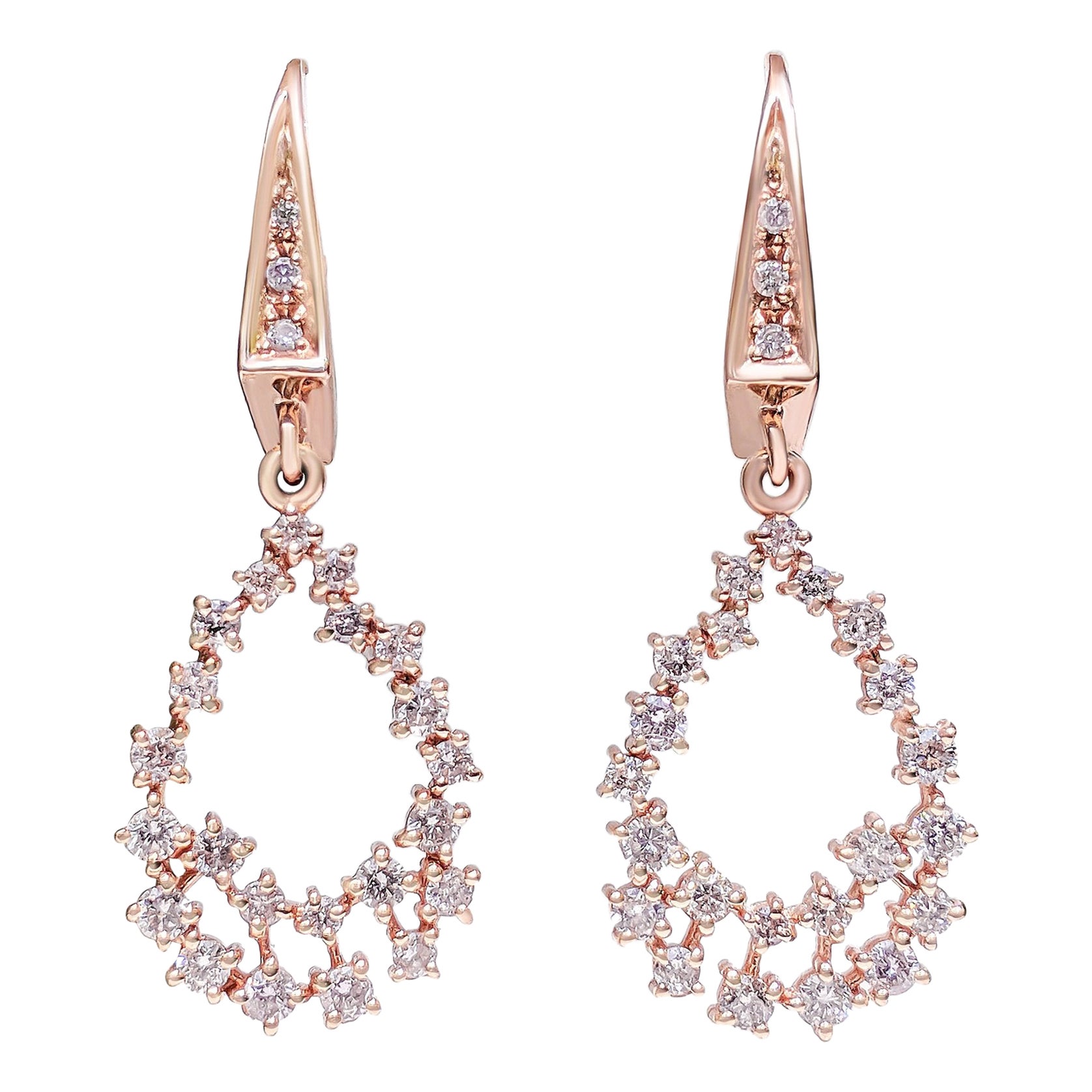 NO RESERVE! 1.05Cttw Fancy Pink Diamonds - 14 kt. Rose gold - Earrings For Sale