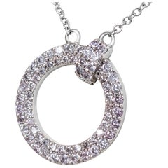 PAS DE RÉSERVE ! 0.50 Ct Fancy Pink Diamond 14 kt. Collier à pendentifs en or blanc