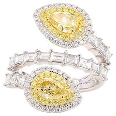 GIA-zertifizierter natürlicher gelber birnenförmiger Diamant 2.78 Karat TW Gold Cocktail-Ring