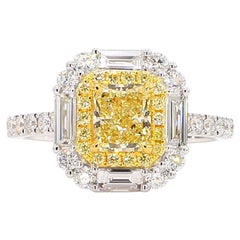 GIA-zertifizierter natürlicher gelber strahlender Diamant 1.97 Karat TW Gold Cocktail-Ring