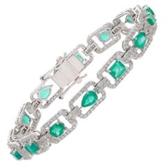 5.80 Ct Natural Zambian Tennis Bracelet with 2.75 Ct Diamonds and 18k Gold