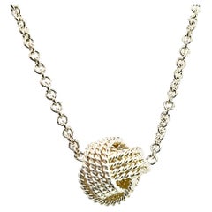 Tiffany & Co Estate Love Knot Necklace 17" Silver 