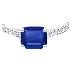 Natural Sapphire Diamond Ring 6.5 14k W Gold 1.99 TCW Certified