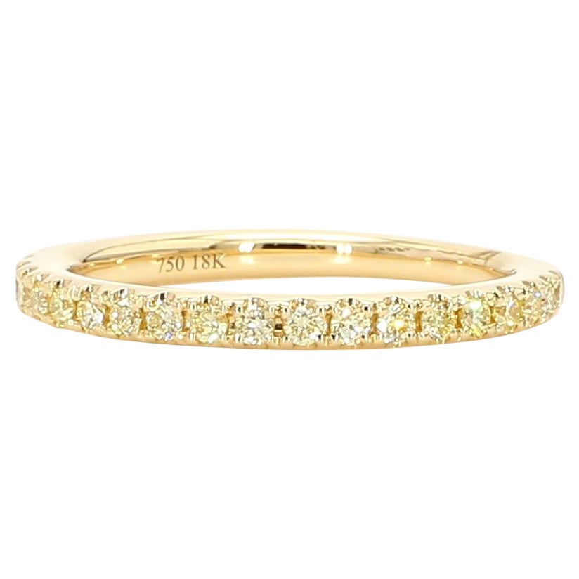 Anneau de mariage en or jaune avec diamant rond de couleur jaune naturelle de 38 carat TW