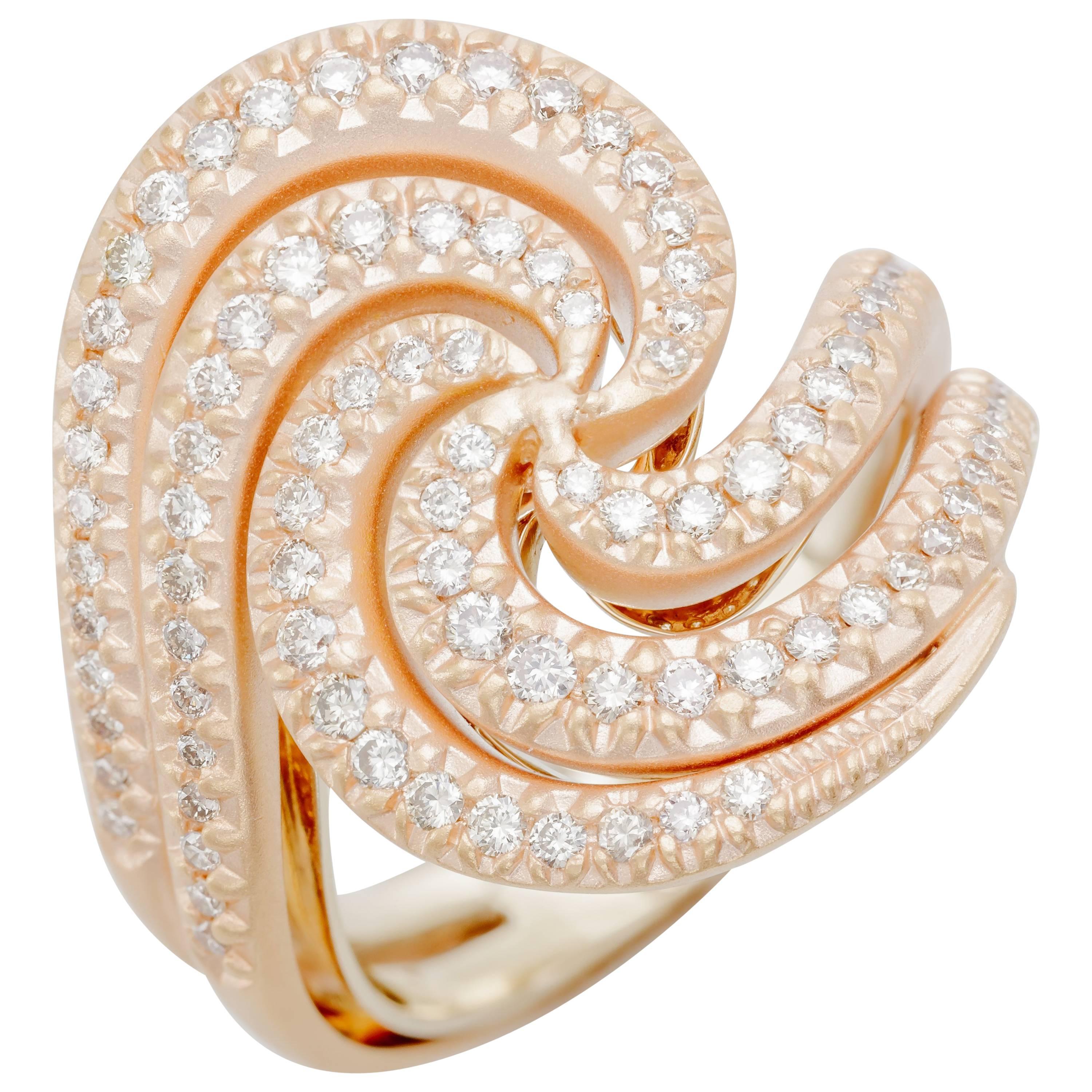 H. Stern Iris Diamond Ring 0.76 Carat 18 Karat Noble and 18 Karat Rose Gold New For Sale