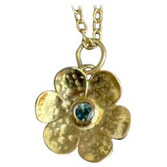 Sapphire Gold Flower Pendant 