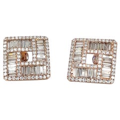 18K Rose Gold Elegant Diamond Earrings