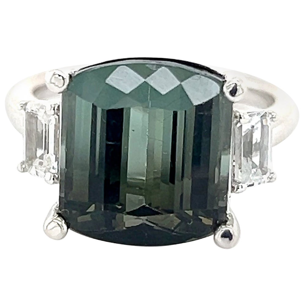 Natural Tourmaline Sapphire Ring 7 14k W Gold 8.7 TCW Certified