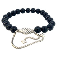 David Yurman Authentic Estate Onyx Polished Spiritual Beads Bracelet 6.6 - 8.5" (Bracelet de perles spirituelles) 