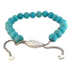 Used David Yurman Authentic Estate Turquoise Spiritual Beads Bracelet 6.6 - 8.5" 