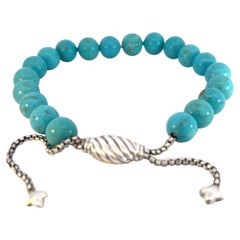 David Yurman Authentic Estate Turquoise Spiritual Beads Bracelet 6.6 - 8.5"