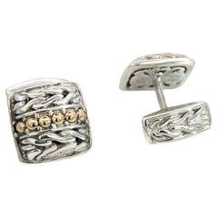 John Hardy Estate Cufflinks 18k Gold + Sterling Silver