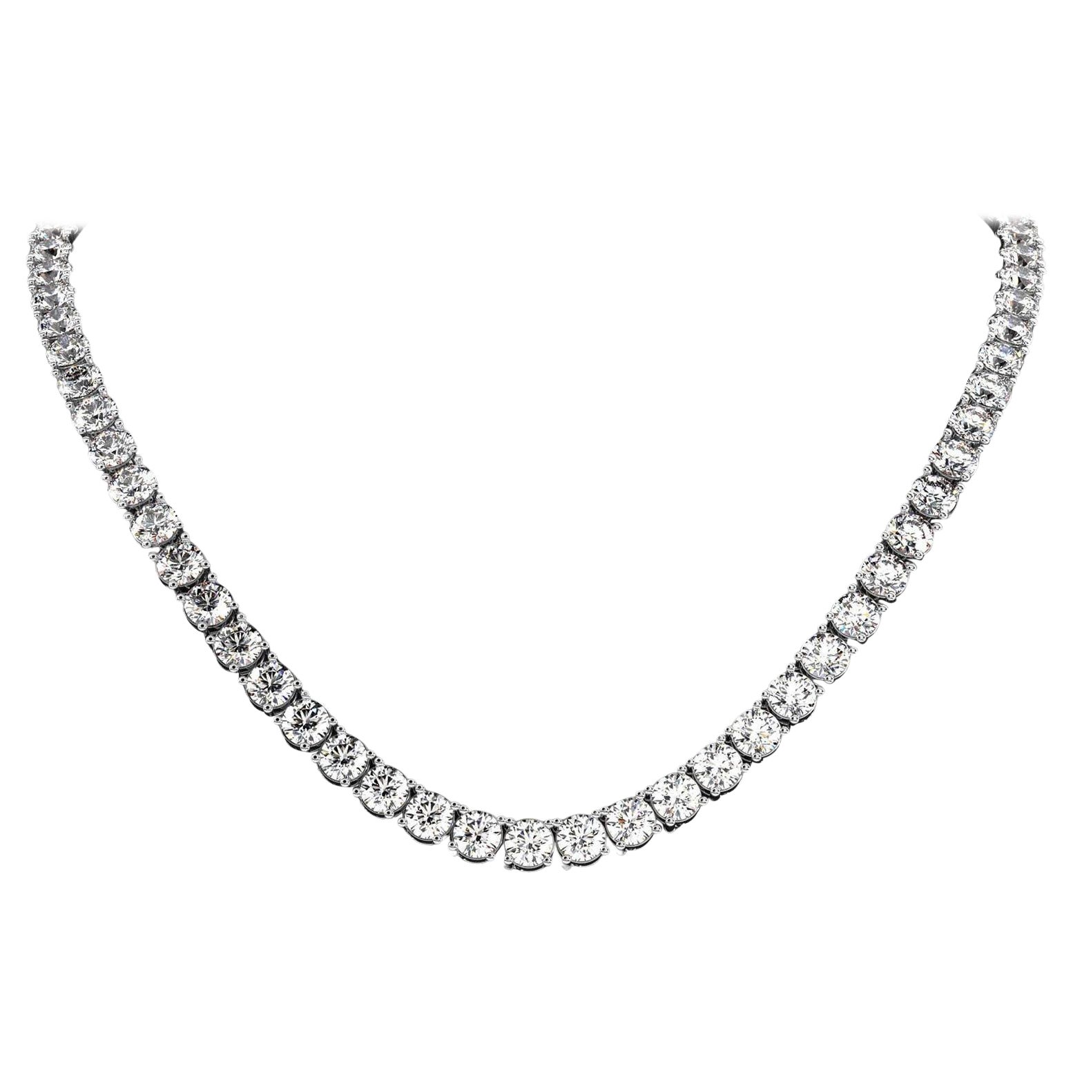25 Carat Diamond Tennis Necklace For Sale