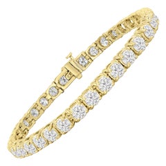 19 Carat Round Cut Diamond 18 Carat Yellow Gold Bracelet
