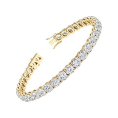 10.69 Carat Round Brilliant Cut Diamonds 18K Yellow Gold Tennis Bracelet