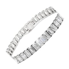 GIA Certified 22.75 Carat Emerald Cut Diamond Bracelet 45 GIA Certificates