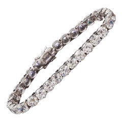 Bracelet de tennis certifié GIA de 30 carats de diamants ronds taillés en brillant 