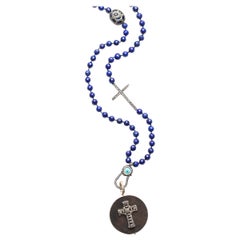 CLARISSA BRONFMAN Collana con croce in lapis e diamanti e zaffiro  Ciondolo a forma di croce in ebano