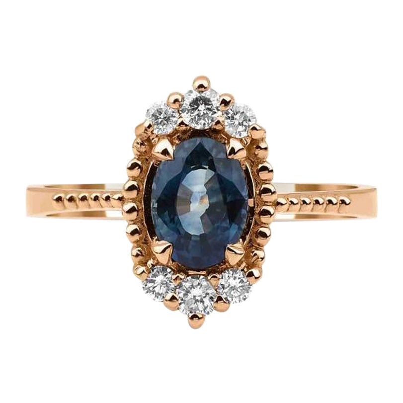 Blue Sapphire And Diamond Rose Gold 1.04ct Ring