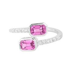 18 Karat Gold 1.57 Carat Diamond and Pink Sapphire Two Stone Ring