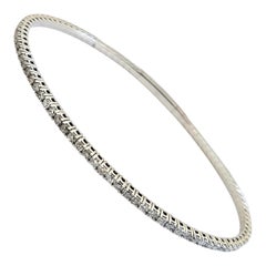 1.70 Carat Round Brilliant Cut Diamond Full Bangle Bracelet 14 Karat White Gold