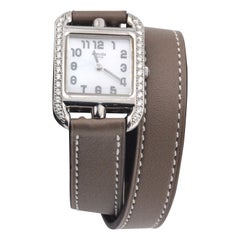 Hermes Cape Cod Diamond 18k White Gold Double Tour Wristwatch