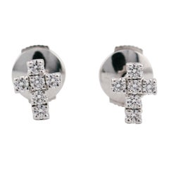 Cartier Diamond  18 Karat White Gold Cross Stud Earrings