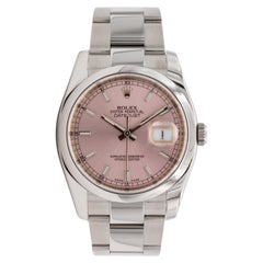 Rolex Stainless Steel Datejust 36mm With Rare Pink Dial 116200