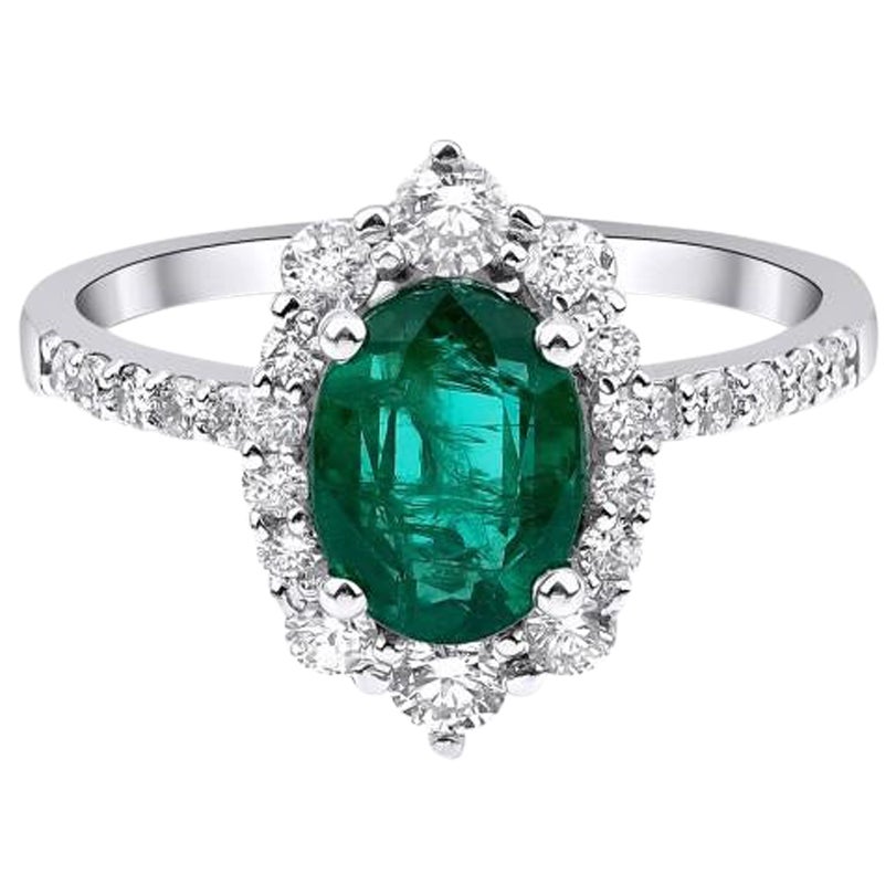 Emerald And Diamond 2.25ct Engagement Ring For Sale