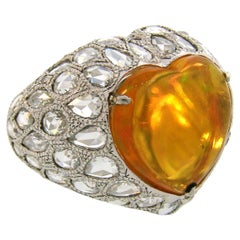5,51 Karat Australischer Opal Diamant Weißgold Ring